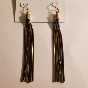 Gold and Black fringe earrings,  Synature NYC